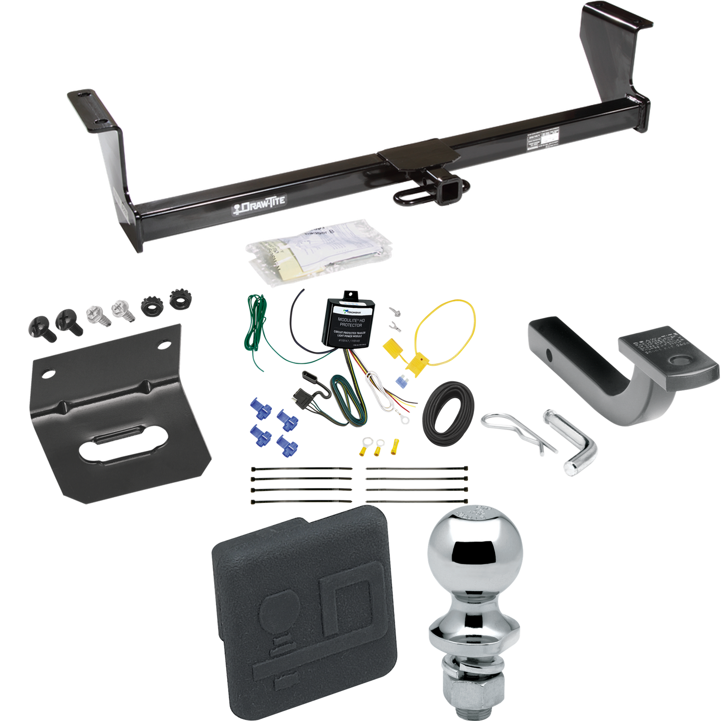 Se adapta al paquete de enganche de remolque Volvo S60 2001-2009 con arnés de cableado de 4 planos + barra de tracción + bola de 1-7/8" + soporte de cableado + cubierta de enganche (para modelos sedán) de Draw-Tite