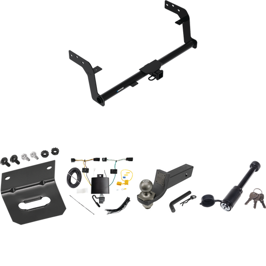 Fits 2022-2023 Genesis GV70 Trailer Hitch Tow PKG w/ 4-Flat Wiring + Interlock Tactical Starter Kit w/ 2" Drop & 2" Ball + Tactical Dogbone Lock + Wiring Bracket By Reese Towpower