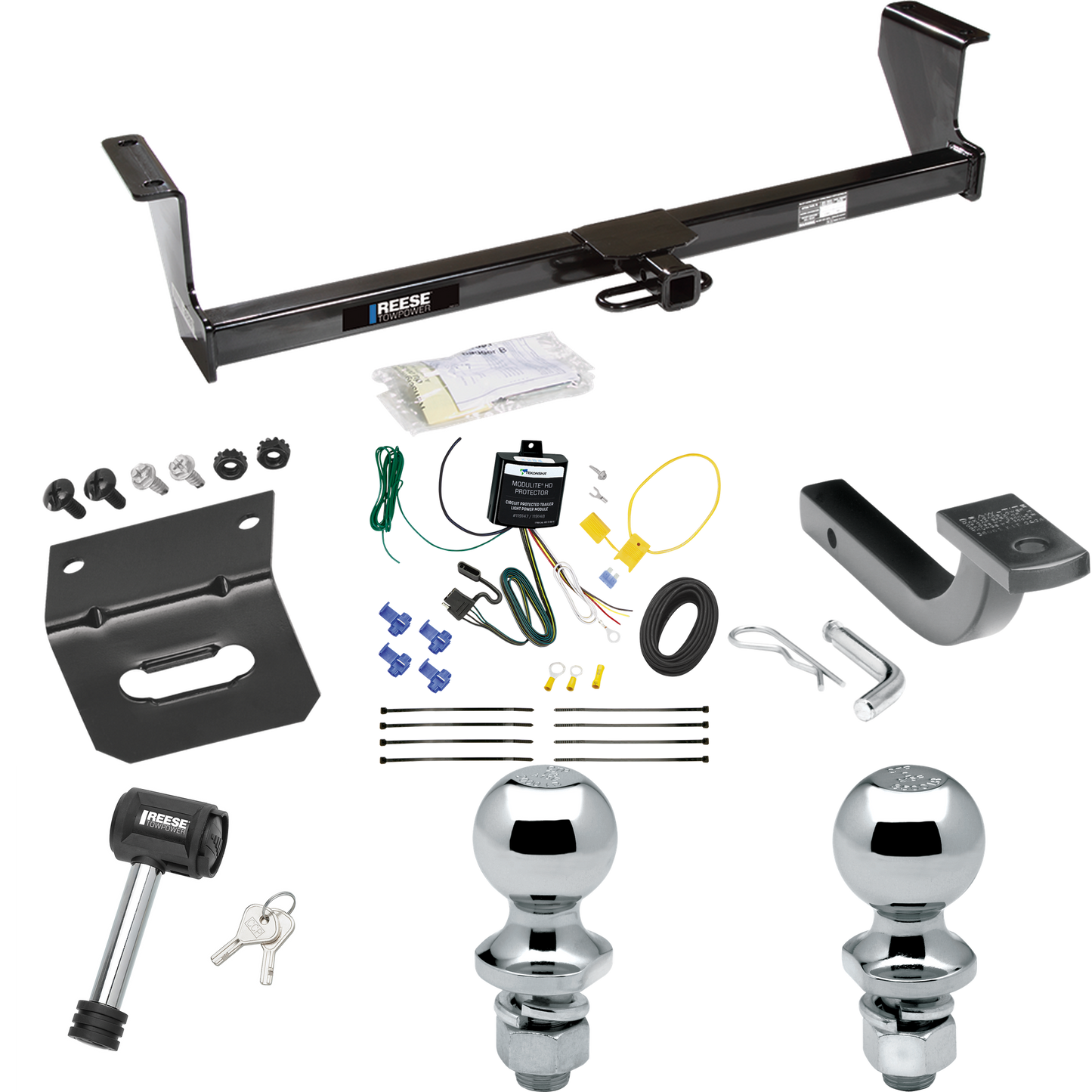 Fits 2001-2007 Volvo V70 Trailer Hitch Tow PKG w/ 4-Flat Wiring Harness + Draw-Bar + 1-7/8" + 2" Ball + Wiring Bracket + Hitch Lock (For Wagon Models) By Reese Towpower