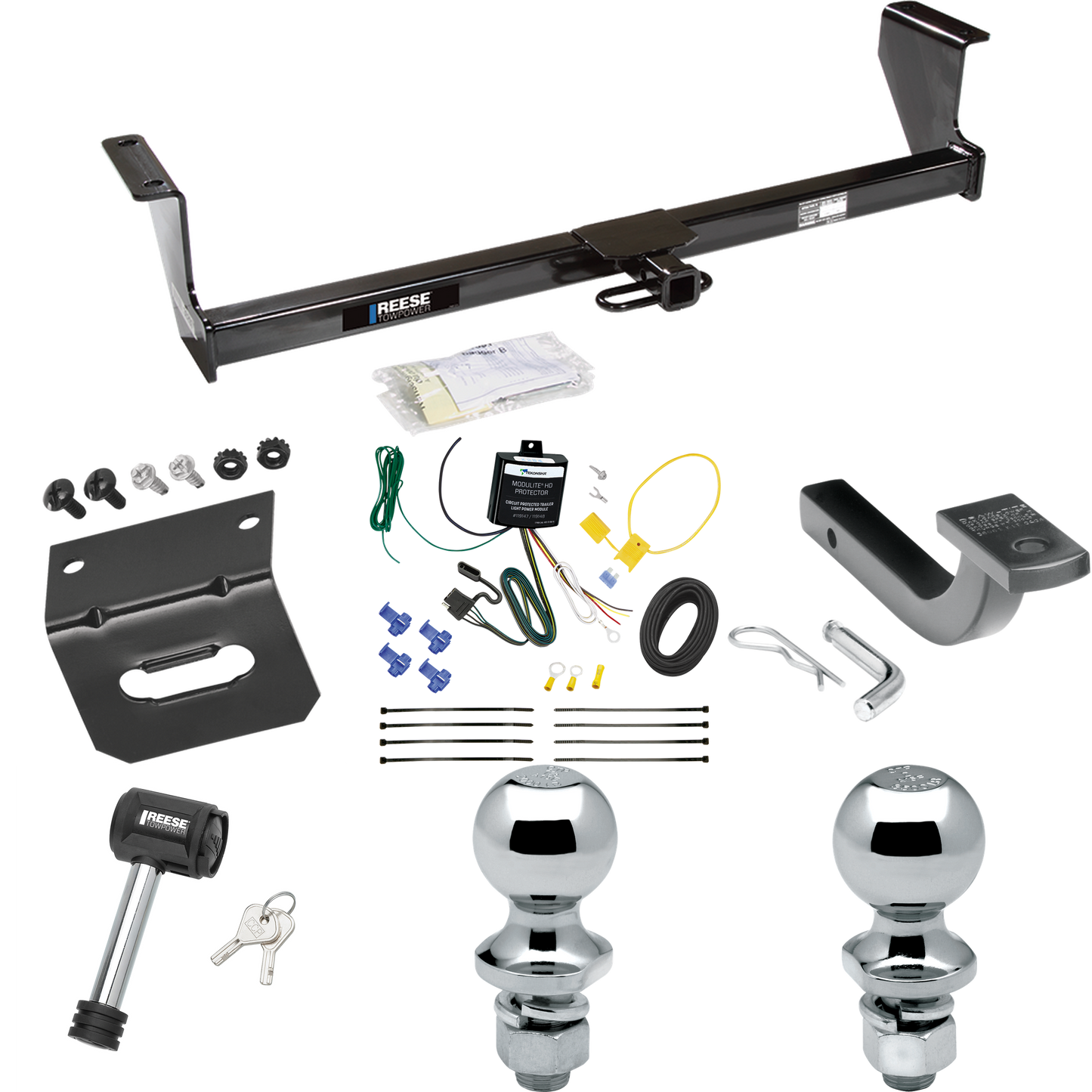 Se adapta al paquete de enganche de remolque Volvo S60 2001-2009 con arnés de cableado de 4 planos + barra de tracción + bola de 1-7/8" + 2" + soporte de cableado + bloqueo de enganche (para modelos sedán) de Reese Towpower