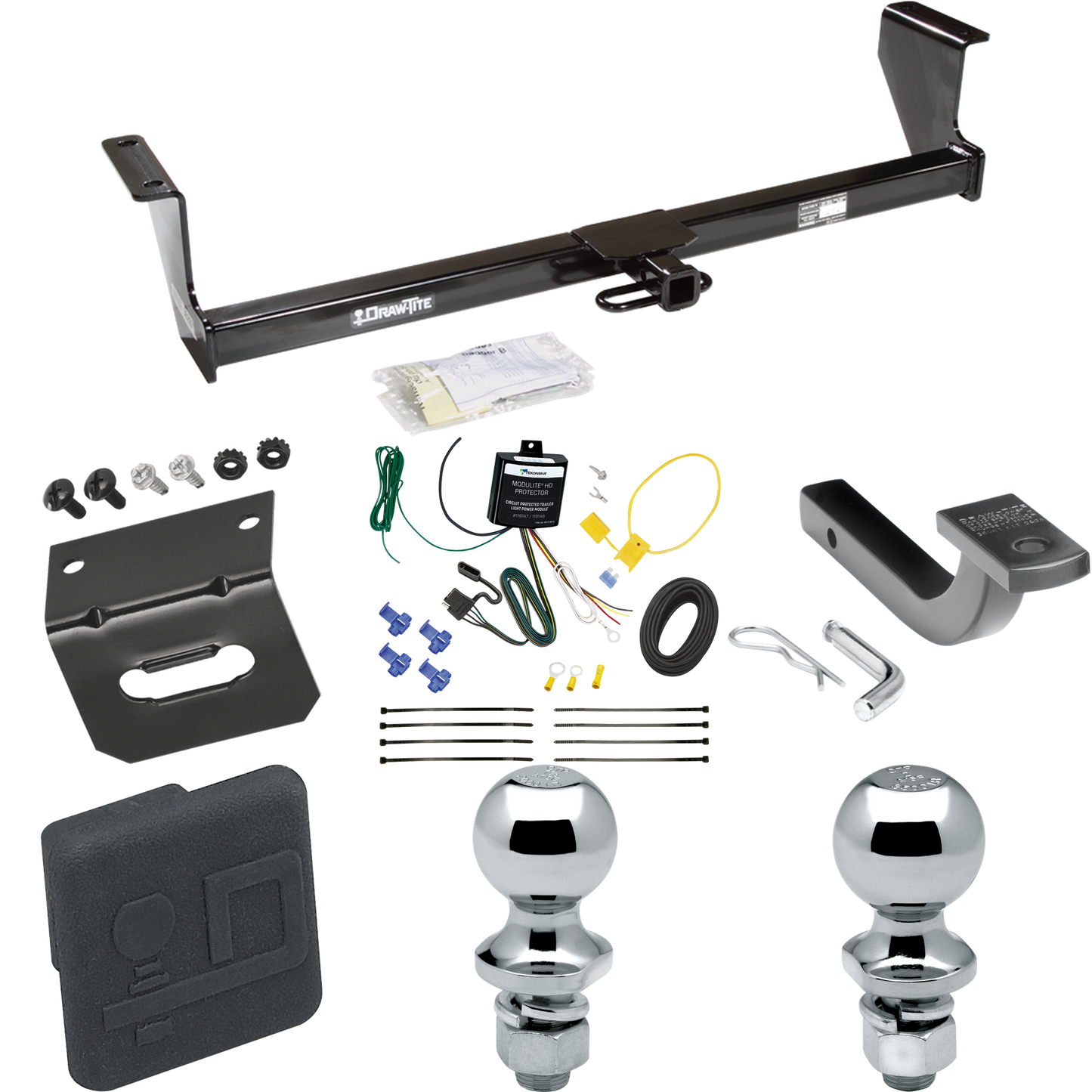 Se adapta al paquete de enganche de remolque Volvo XC70 2003-2007 con arnés de cableado de 4 planos + barra de tracción + bola de 1-7/8" + 2" + soporte de cableado + cubierta de enganche (para modelos Wagon, AWD) de Draw-Tite