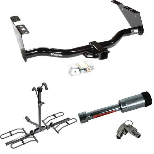 Fits 2004-2007 Chrysler Town & Country Trailer Hitch Tow PKG w/ 2 Bike Plaform Style Carrier Rack + Hitch Lock (Excludes: w/Stow & Go Seats Models) By Draw-Tite