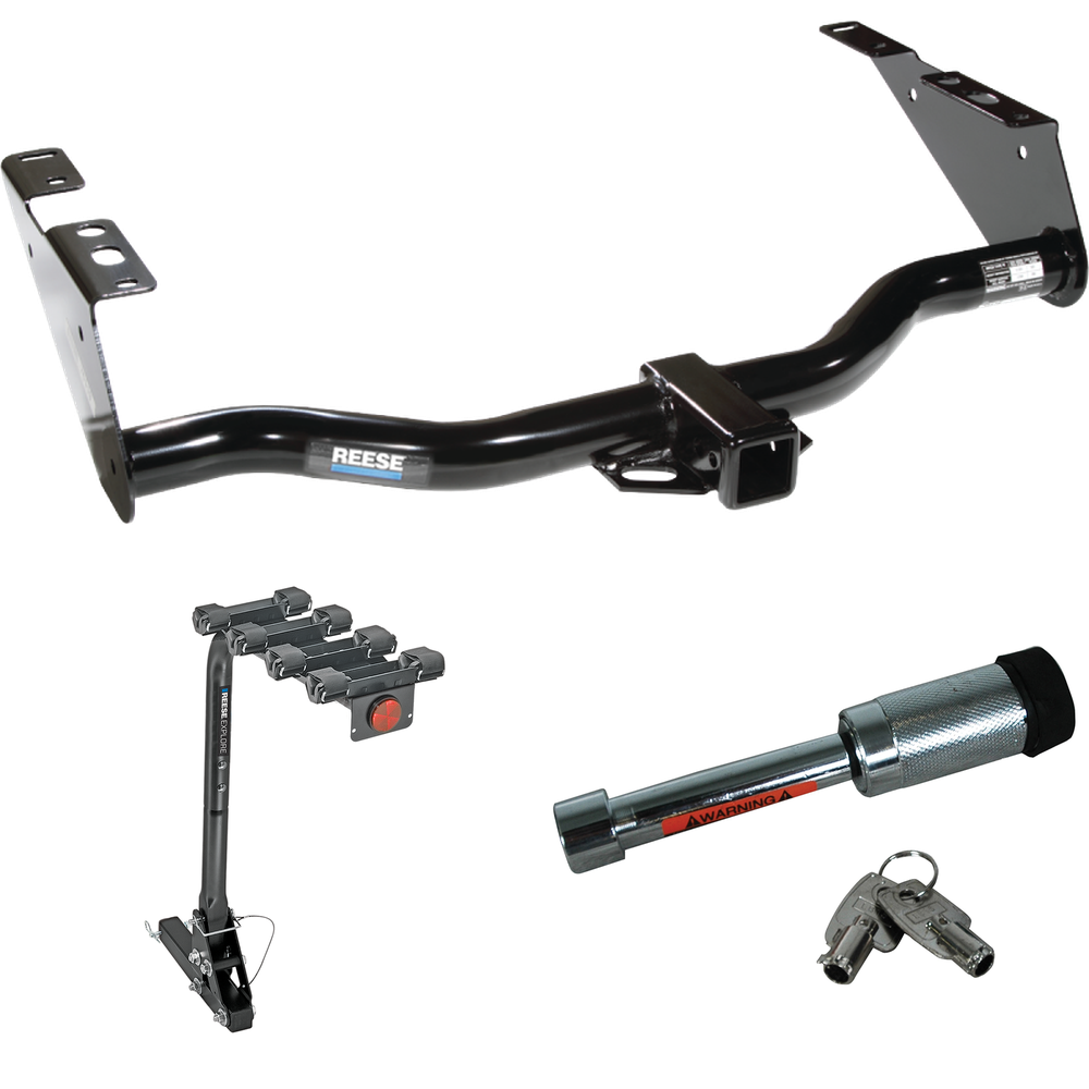 Se adapta al paquete de enganche de remolque Plymouth Voyager 1996-2000 con portabicicletas para 4 bicicletas + bloqueo de enganche de Reese Towpower