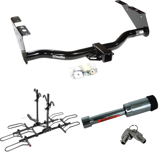 Fits 2004-2007 Chrysler Town & Country Trailer Hitch Tow PKG w/ 4 Bike Plaform Style Carrier Rack + Hitch Lock (Excludes: w/Stow & Go Seats Models) By Draw-Tite