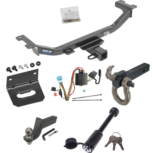 Fits 2010-2012 Acura RDX Trailer Hitch Tow PKG w/ 4-Flat Wiring + Interlock Tactical Starter Kit w/ 3-1/4" Drop & 2" Ball + Tactical Hook & Shackle Mount + Tactical Dogbone Lock + Wiring Bracket By Reese Towpower