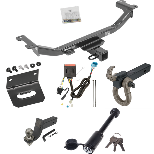 Fits 2013-2018 Acura RDX Trailer Hitch Tow PKG w/ 4-Flat Wiring + Interlock Tactical Starter Kit w/ 3-1/4" Drop & 2" Ball + Tactical Hook & Shackle Mount + Tactical Dogbone Lock + Wiring Bracket By Draw-Tite