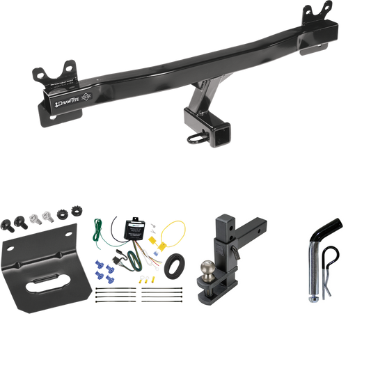 Fits 2011-2018 Volvo S60 Trailer Hitch Tow PKG w/ 4-Flat Wiring Harness + Adjustable Drop Rise Clevis Hitch Ball Mount w/ 2" Ball + Pin/Clip + Wiring Bracket (For Sedan Models) By Draw-Tite