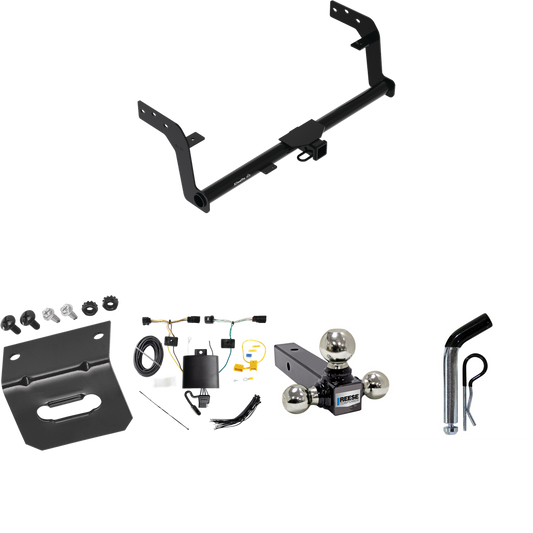 Fits 2022-2023 Genesis GV70 Trailer Hitch Tow PKG w/ 4-Flat Wiring Harness + Triple Ball Ball Mount 1-7/8" & 2" & 2-5/16" Trailer Balls + Pin/Clip + Wiring Bracket By Draw-Tite