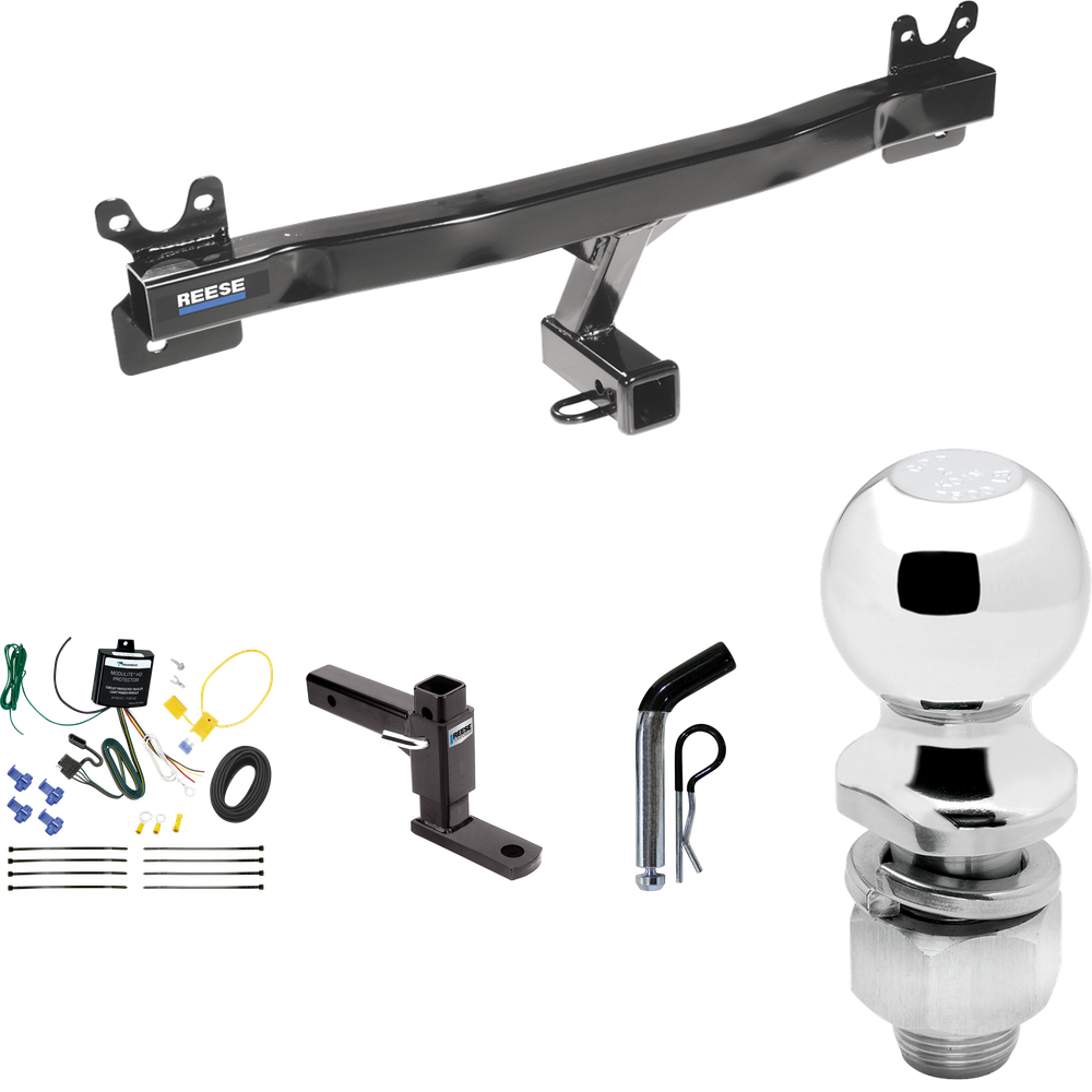 Fits 2011-2018 Volvo S60 Trailer Hitch Tow PKG w/ 4-Flat Wiring Harness + Adjustable Drop Rise Ball Mount + Pin/Clip + 2" Ball (For Sedan Models) By Reese Towpower