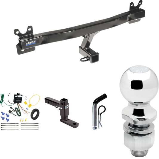 Fits 2011-2018 Volvo S60 Trailer Hitch Tow PKG w/ 4-Flat Wiring Harness + Adjustable Drop Rise Ball Mount + Pin/Clip + 2" Ball (For Sedan Models) By Reese Towpower