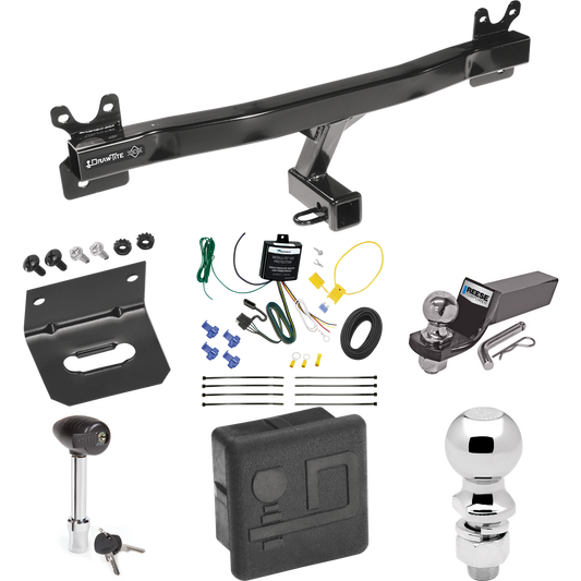 Fits 2011-2018 Volvo S60 Trailer Hitch Tow PKG w/ 4-Flat Wiring + Starter Kit Ball Mount w/ 2" Drop & 2" Ball + 2-5/16" Ball + Wiring Bracket + Hitch Lock + Hitch Cover (For Sedan Models) By Draw-Tite