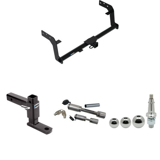 Fits 2022-2023 Genesis GV70 Trailer Hitch Tow PKG w/ Adjustable Drop Rise Ball Mount + Dual Hitch & Copler Locks + Inerchangeable 1-7/8" & 2" & 2-5/16" Balls By Reese Towpower