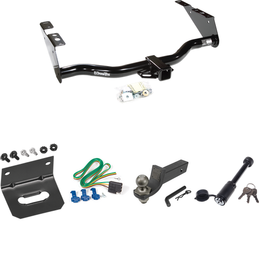 Fits 2004-2007 Dodge Caravan Trailer Hitch Tow PKG w/ 4-Flat Wiring + Interlock Tactical Starter Kit w/ 2" Drop & 2" Ball + Tactical Dogbone Lock + Wiring Bracket (Excludes: w/Stow & Go Seats Models) By Draw-Tite