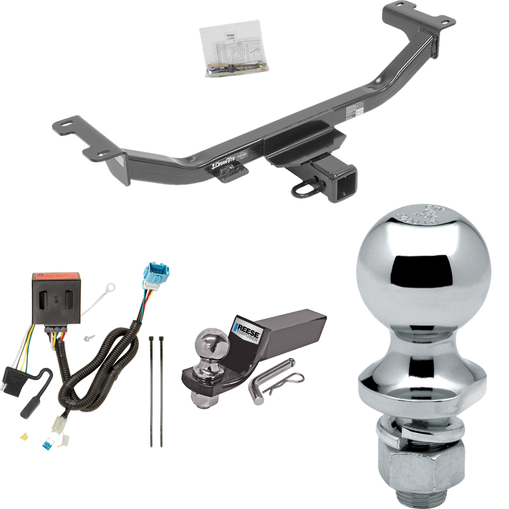 Fits 2013-2018 Acura RDX Trailer Hitch Tow PKG w/ 4-Flat Wiring + Starter Kit Ball Mount w/ 2" Drop & 2" Ball + 1-7/8" Ball By Draw-Tite