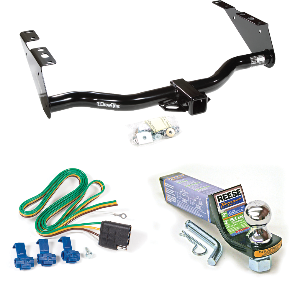 Fits 2004-2007 Chrysler Town & Country Trailer Hitch Tow PKG w/ 4-Flat Wiring + Starter Kit Ball Mount w/ 2" Drop & 1-7/8" Ball (Excludes: w/Stow & Go Seats Models) By Draw-Tite