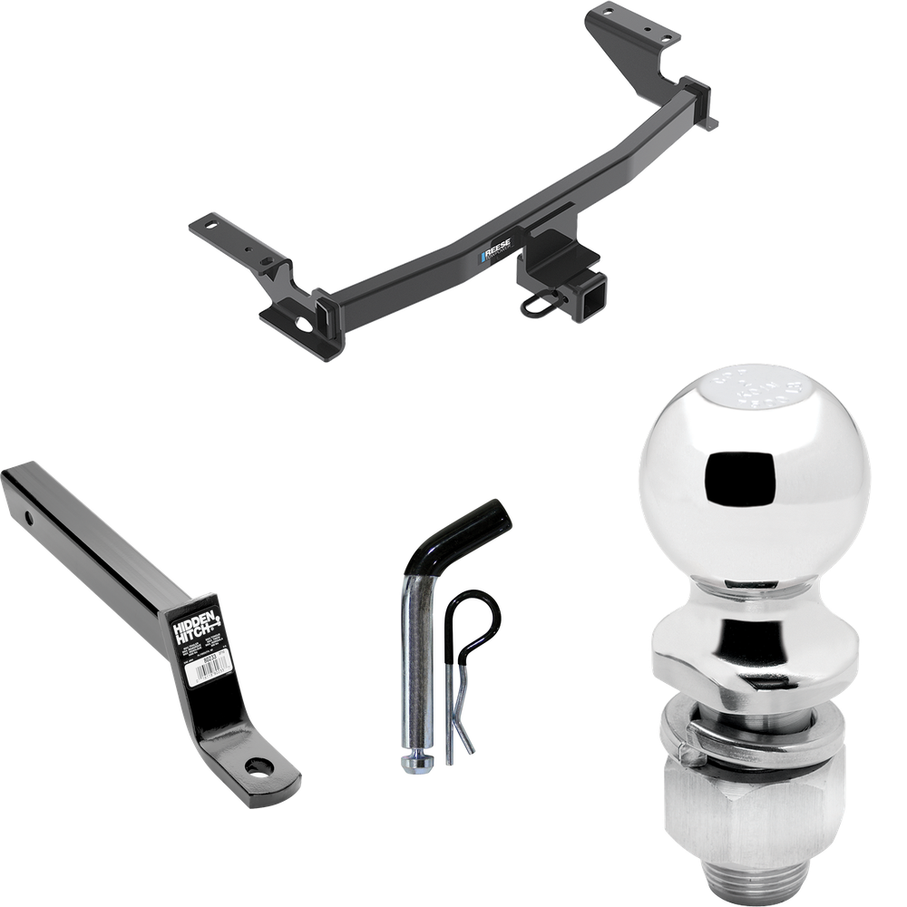 Fits 2013-2016 Mazda CX-5 Trailer Hitch Tow PKG w/ Extended 16" Long Ball Mount w/ 4" Drop + Pin/Clip + 2" Ball By Reese Towpower