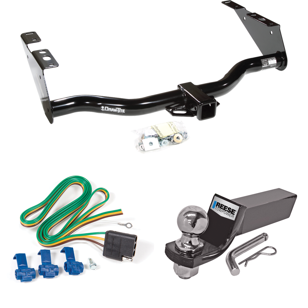 Fits 2004-2007 Chrysler Town & Country Trailer Hitch Tow PKG w/ 4-Flat Wiring + Starter Kit Ball Mount w/ 2" Drop & 2" Ball (Excludes: w/Stow & Go Seats Models) By Draw-Tite