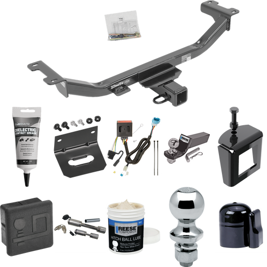 Fits 2013-2018 Acura RDX Trailer Hitch Tow PKG w/ 4-Flat Wiring + Starter Kit Ball Mount w/ 2" Drop & 2" Ball + 1-7/8" Ball + Wiring Bracket + Dual Hitch & Coupler Locks + Hitch Cover + Wiring Tester + Ball Lube +Electric Grease + Ball Wrench + Anti