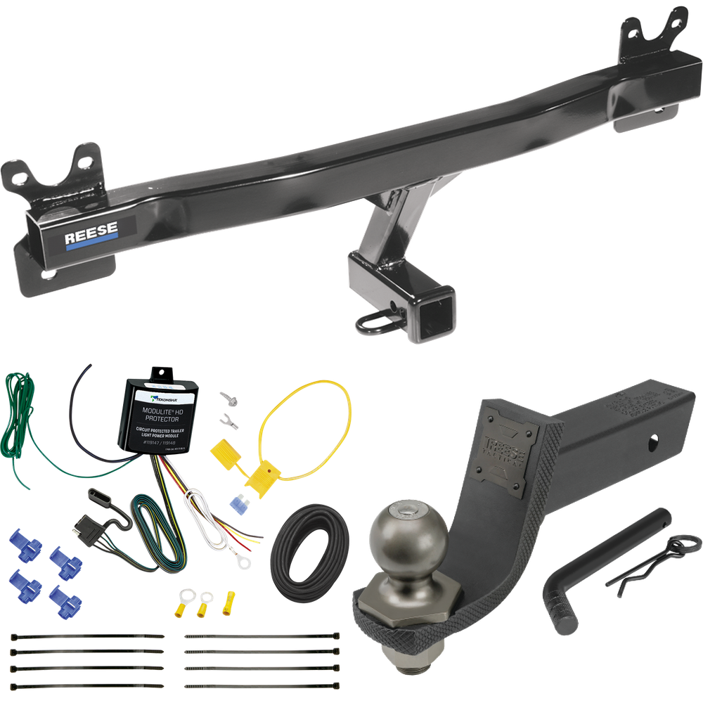 Fits 2008-2010 Volvo V70 Trailer Hitch Tow PKG w/ 4-Flat Wiring + Interlock Tactical Starter Kit w/ 3-1/4" Drop & 2" Ball (For Wagon Models) By Reese Towpower