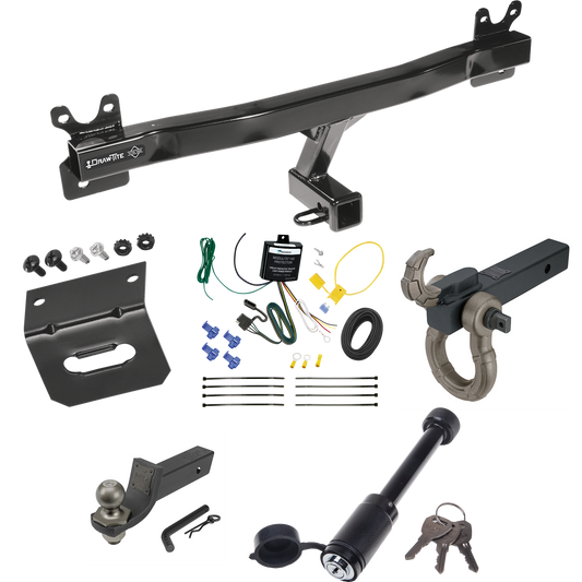 Fits 2011-2018 Volvo S60 Trailer Hitch Tow PKG w/ 4-Flat Wiring + Interlock Tactical Starter Kit w/ 2" Drop & 2" Ball + Tactical Hook & Shackle Mount + Tactical Dogbone Lock + Wiring Bracket (For Sedan Models) By Draw-Tite