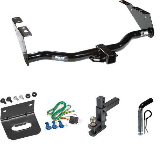 Fits 2004-2007 Chrysler Town & Country Trailer Hitch Tow PKG w/ 4-Flat Wiring Harness + Adjustable Drop Rise Clevis Hitch Ball Mount w/ 2" Ball + Pin/Clip + Wiring Bracket (Excludes: w/Stow & Go Seats Models) By Reese Towpower