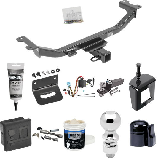 Fits 2010-2012 Acura RDX Trailer Hitch Tow PKG w/ 4-Flat Wiring + Starter Kit Ball Mount w/ 2" Drop & 2" Ball + 2-5/16" Ball + Wiring Bracket + Dual Hitch & Coupler Locks + Hitch Cover + Wiring Tester + Ball Lube +Electric Grease + Ball Wrench + Anti