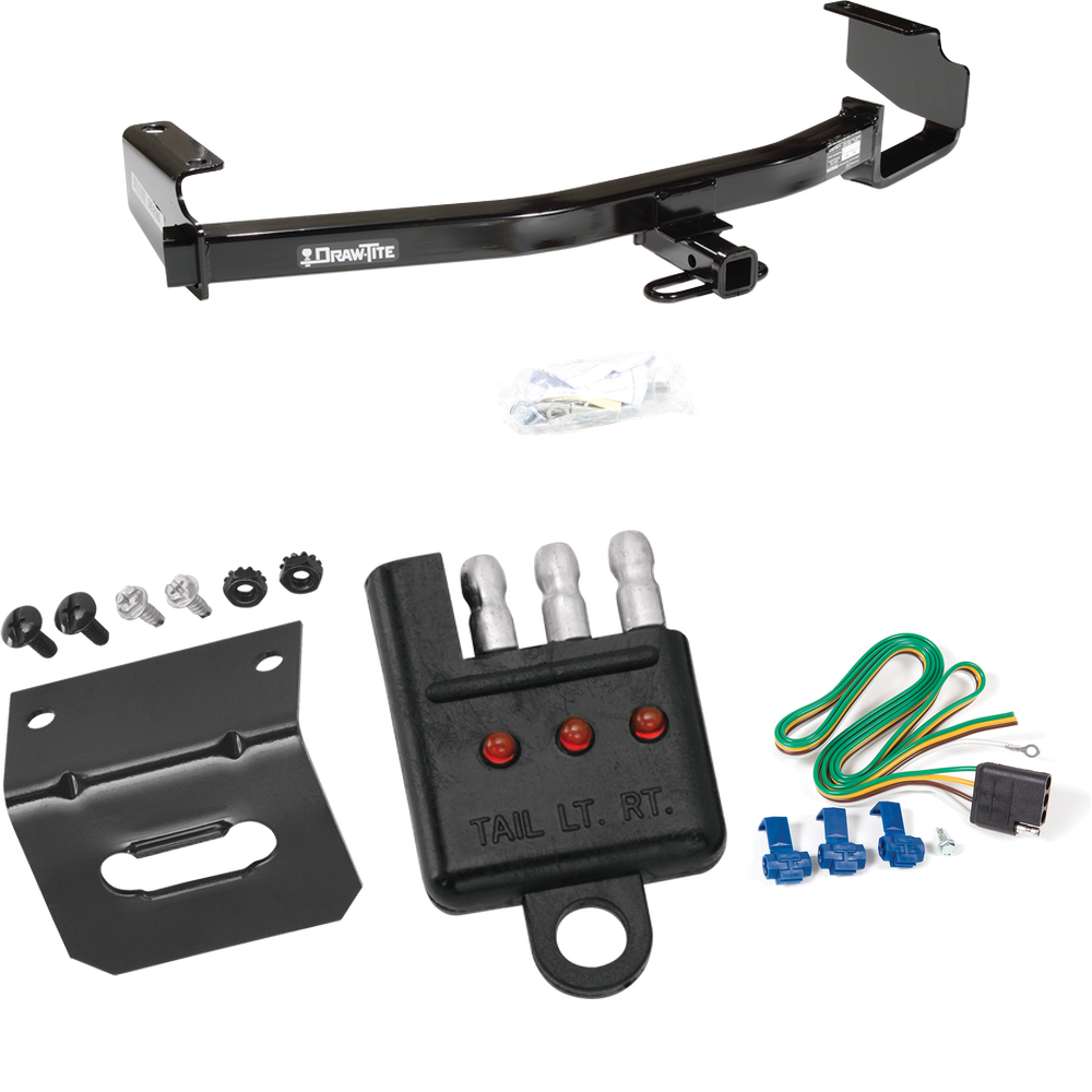 Fits 2004-2007 Dodge Caravan Trailer Hitch Tow PKG w/ 4-Flat Wiring Harness + Bracket + Tester (Excludes: w/Stow & Go Seats Models) By Draw-Tite