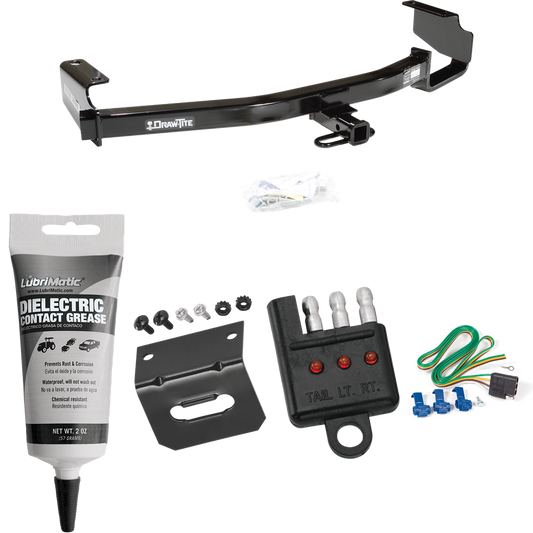 Fits 2004-2007 Dodge Grand Caravan Trailer Hitch Tow PKG w/ 4-Flat Wiring Harness + Bracket + Tester + Electric Contact Grease (Excludes: w/Stow & Go Seats Models) By Draw-Tite