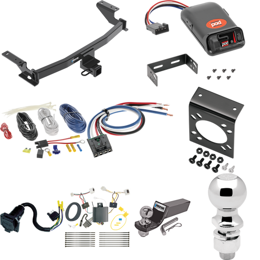 Fits 2017-2021 Mazda CX-5 Trailer Hitch Tow PKG w/ Pro Series POD Brake Control + Generic BC Wiring Adapter + 7-Way RV Wiring + 2" & 2-5/16" Ball & Drop Mount (Excludes: Diesel Engine Models) By Reese Towpower