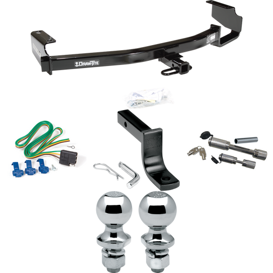 Fits 2004-2007 Dodge Grand Caravan Trailer Hitch Tow PKG w/ 4-Flat Wiring Harness + Draw-Bar + 1-7/8" + 2" Ball + Dual Hitch & Coupler Locks (Excludes: w/Stow & Go Seats Models) By Draw-Tite