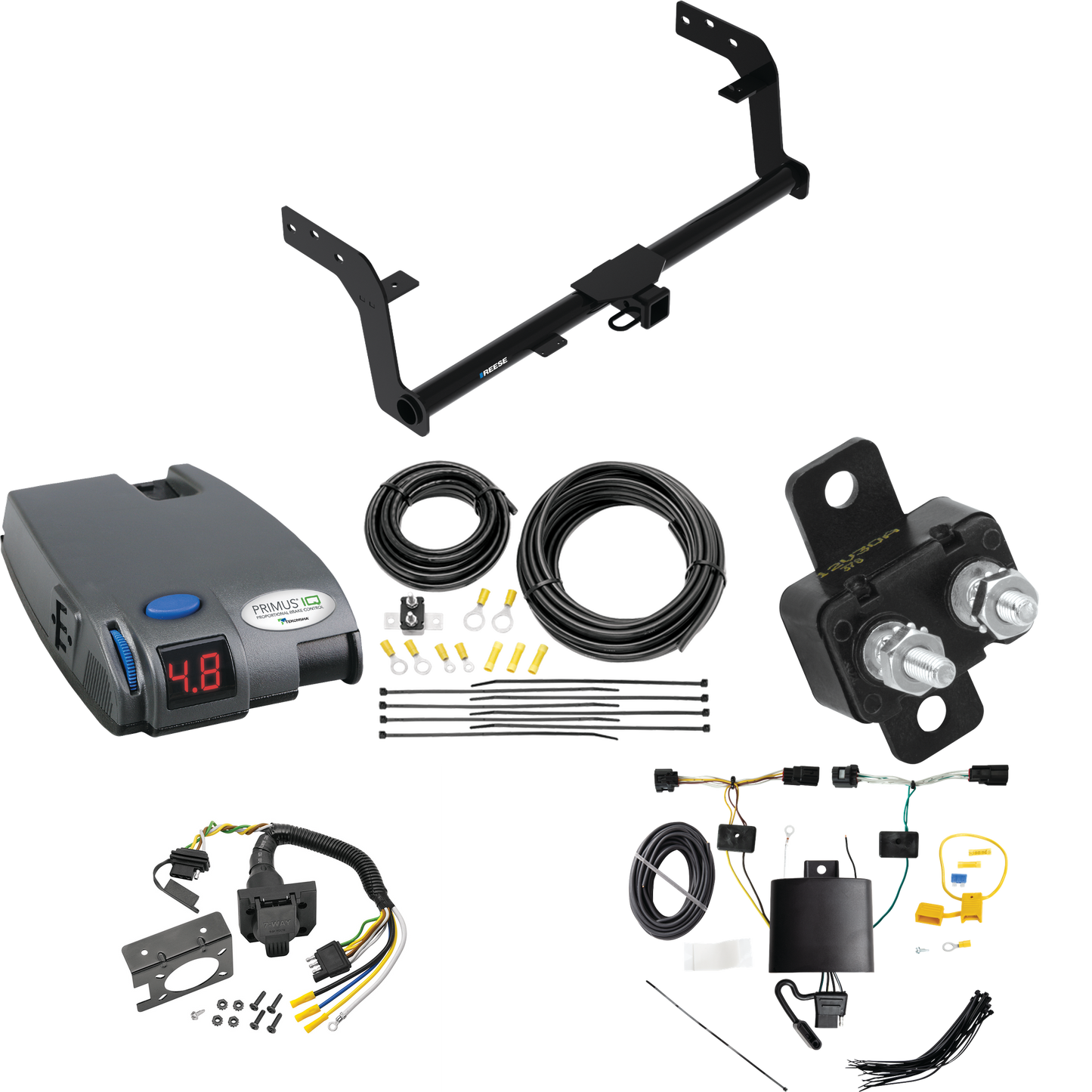 Se adapta al paquete de enganche de remolque Genesis GV70 2022-2023 con control de freno Tekonsha Primus IQ + cableado RV de 7 vías de Reese Towpower