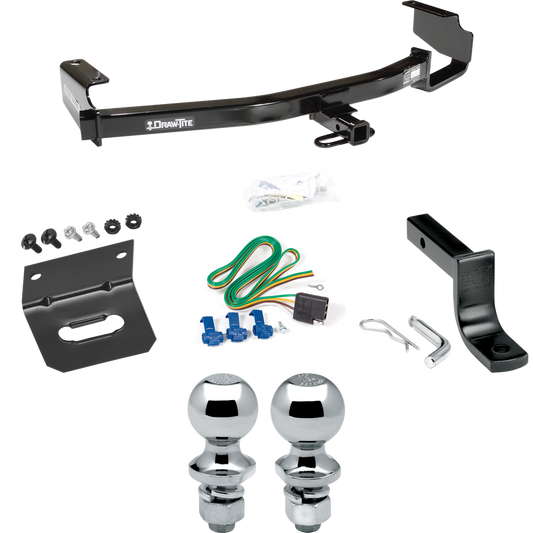 Fits 2004-2007 Dodge Grand Caravan Trailer Hitch Tow PKG w/ 4-Flat Wiring Harness + Draw-Bar + 1-7/8" + 2" Ball + Wiring Bracket (Excludes: w/Stow & Go Seats Models) By Draw-Tite