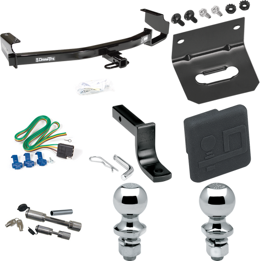 Fits 2004-2007 Chrysler Town & Country Trailer Hitch Tow PKG w/ 4-Flat Wiring Harness + Draw-Bar + 1-7/8" + 2" Ball + Wiring Bracket + Hitch Cover + Dual Hitch & Coupler Locks (Excludes: w/Stow & Go Seats Models) By Draw-Tite