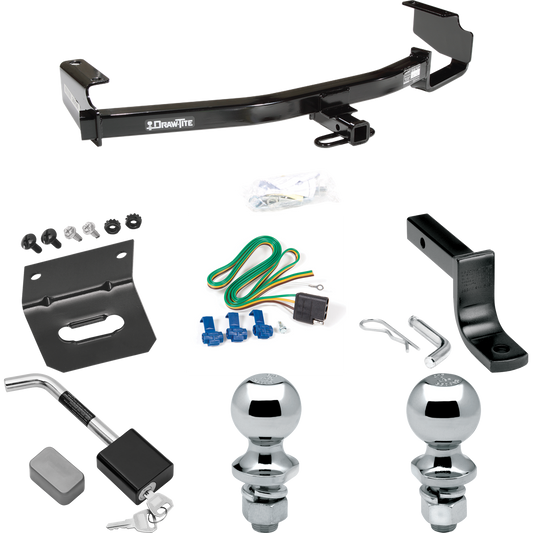 Fits 2004-2007 Chrysler Town & Country Trailer Hitch Tow PKG w/ 4-Flat Wiring Harness + Draw-Bar + 1-7/8" + 2" Ball + Wiring Bracket + Hitch Lock (Excludes: w/Stow & Go Seats Models) By Draw-Tite