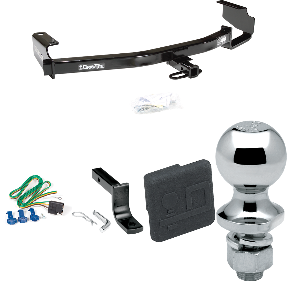 Fits 2004-2007 Dodge Caravan Trailer Hitch Tow PKG w/ 4-Flat Wiring Harness + Draw-Bar + 1-7/8" Ball + Hitch Cover (Excludes: w/Stow & Go Seats Models) By Draw-Tite