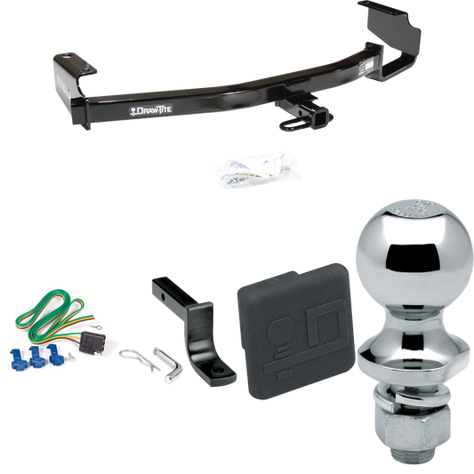 Fits 2004-2007 Dodge Caravan Trailer Hitch Tow PKG w/ 4-Flat Wiring Harness + Draw-Bar + 1-7/8" Ball + Hitch Cover (Excludes: w/Stow & Go Seats Models) By Draw-Tite