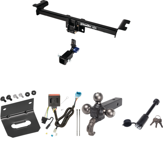 Fits 2013-2018 Acura RDX Trailer Hitch Tow PKG w/ 4-Flat Wiring + Triple Ball Tactical Ball Mount 1-7/8" & 2" & 2-5/16" Balls w/ Tow Hook + Tactical Dogbone Lock + Wiring Bracket By Draw-Tite