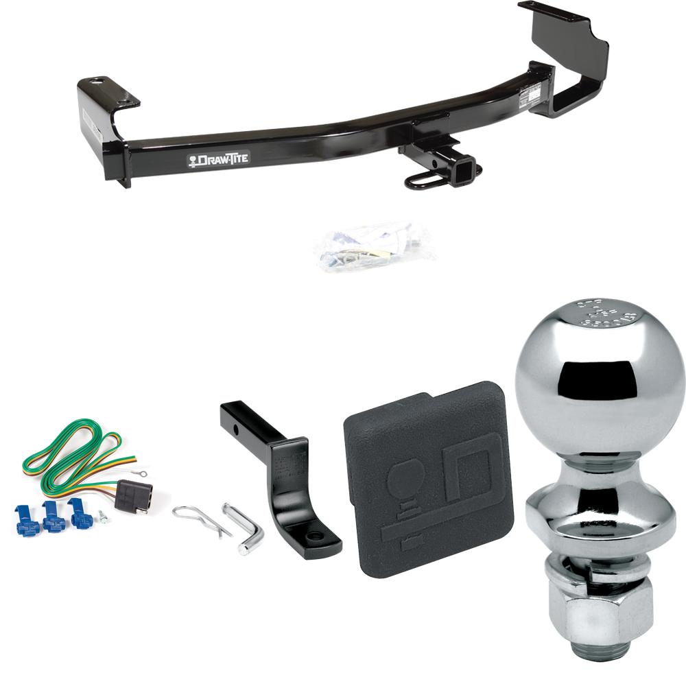 Fits 2004-2007 Dodge Grand Caravan Trailer Hitch Tow PKG w/ 4-Flat Wiring Harness + Draw-Bar + 2" Ball + Hitch Cover (Excludes: w/Stow & Go Seats Models) By Draw-Tite