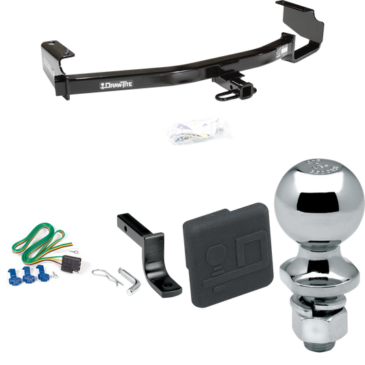 Fits 2004-2007 Dodge Grand Caravan Trailer Hitch Tow PKG w/ 4-Flat Wiring Harness + Draw-Bar + 2" Ball + Hitch Cover (Excludes: w/Stow & Go Seats Models) By Draw-Tite