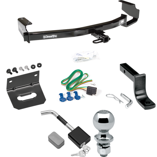 Fits 2004-2007 Dodge Grand Caravan Trailer Hitch Tow PKG w/ 4-Flat Wiring Harness + Draw-Bar + 2" Ball + Wiring Bracket + Hitch Lock (Excludes: w/Stow & Go Seats Models) By Draw-Tite