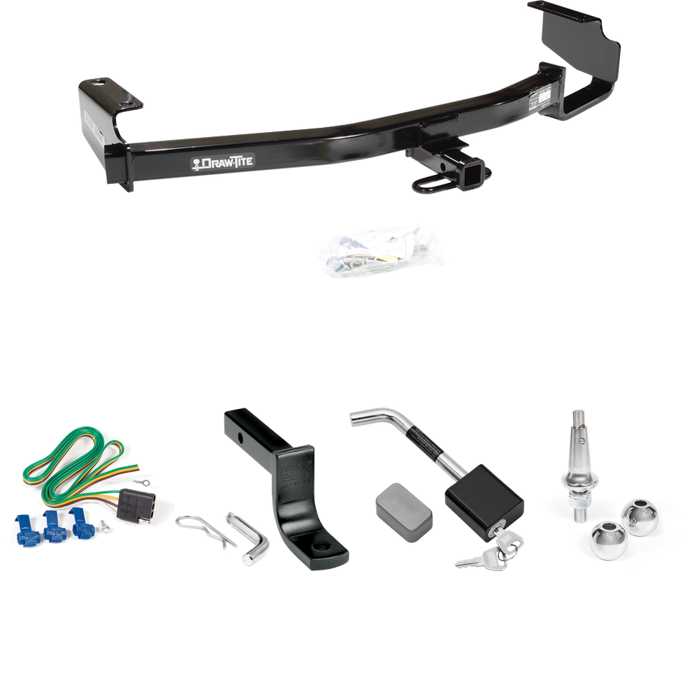 Fits 2004-2007 Chrysler Town & Country Trailer Hitch Tow PKG w/ 4-Flat Wiring Harness + Draw-Bar + Interchangeable 1-7/8" & 2" Balls + Hitch Lock (Excludes: w/Stow & Go Seats Models) By Draw-Tite