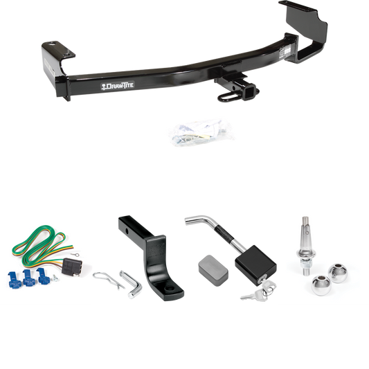 Fits 2004-2007 Chrysler Town & Country Trailer Hitch Tow PKG w/ 4-Flat Wiring Harness + Draw-Bar + Interchangeable 1-7/8" & 2" Balls + Hitch Lock (Excludes: w/Stow & Go Seats Models) By Draw-Tite