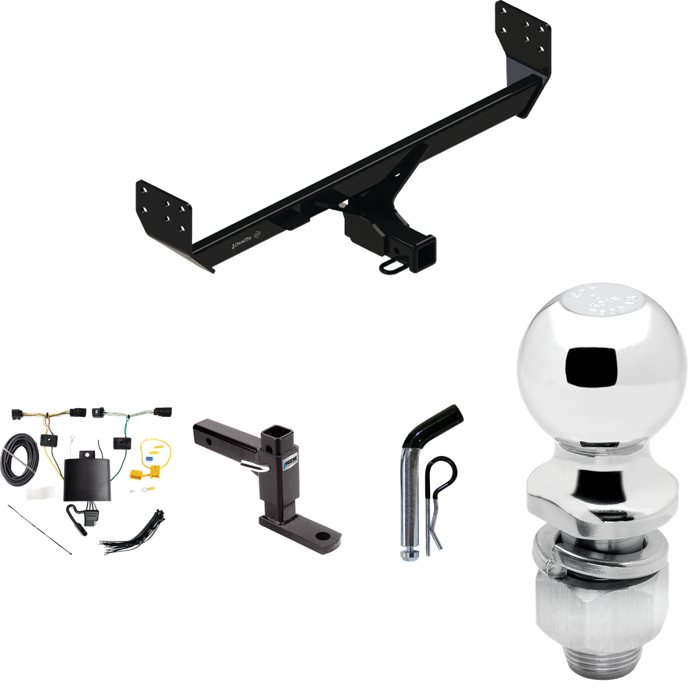 Fits 2021-2023 Genesis GV80 Trailer Hitch Tow PKG w/ 4-Flat Wiring + Adjustable Drop Rise Ball Mount + Pin/Clip + 2" Ball By Draw-Tite