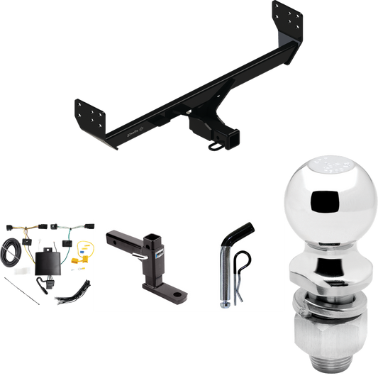 Fits 2021-2023 Genesis GV80 Trailer Hitch Tow PKG w/ 4-Flat Wiring + Adjustable Drop Rise Ball Mount + Pin/Clip + 2" Ball By Draw-Tite