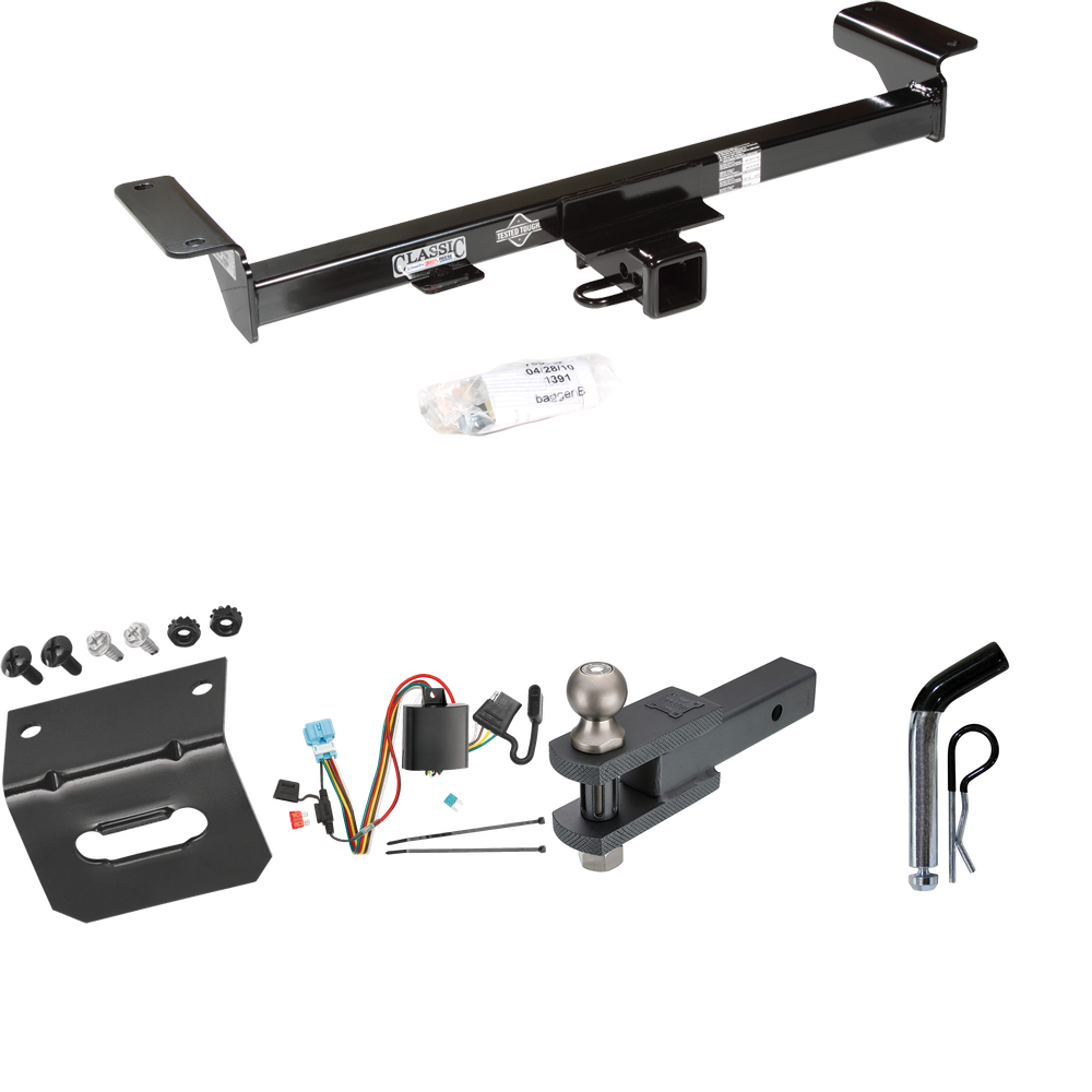 Fits 2007-2009 Acura RDX Trailer Hitch Tow PKG w/ 4-Flat Wiring Harness + Clevis Hitch Ball Mount w/ 2" Ball + Pin/Clip + Wiring Bracket By Draw-Tite