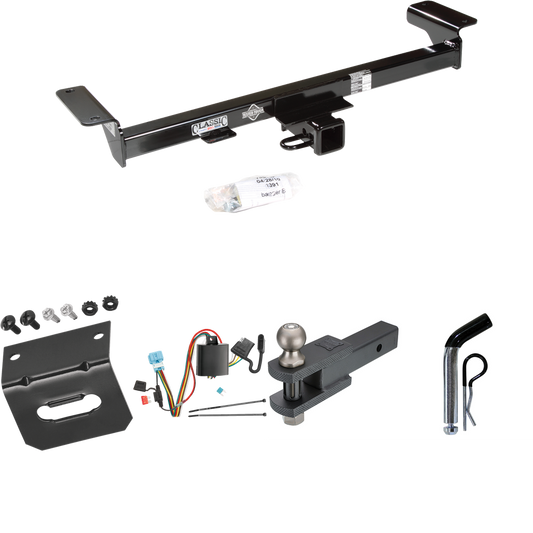 Fits 2007-2009 Acura RDX Trailer Hitch Tow PKG w/ 4-Flat Wiring Harness + Clevis Hitch Ball Mount w/ 2" Ball + Pin/Clip + Wiring Bracket By Draw-Tite