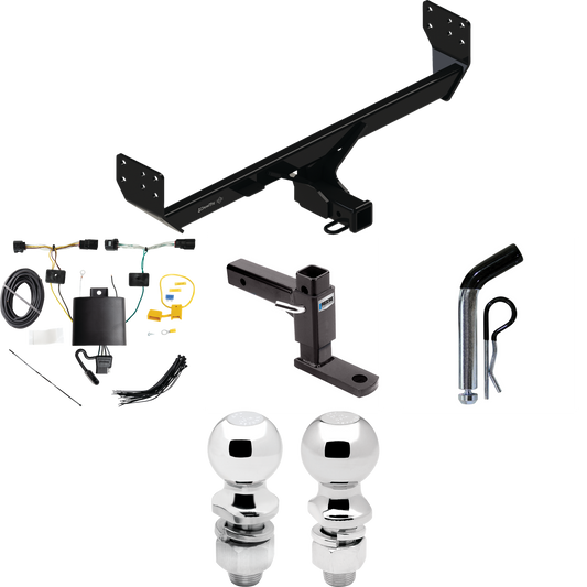 Fits 2021-2023 Genesis GV80 Trailer Hitch Tow PKG w/ 4-Flat Wiring + Adjustable Drop Rise Ball Mount + Pin/Clip + 2" Ball + 2-5/16" Ball By Draw-Tite