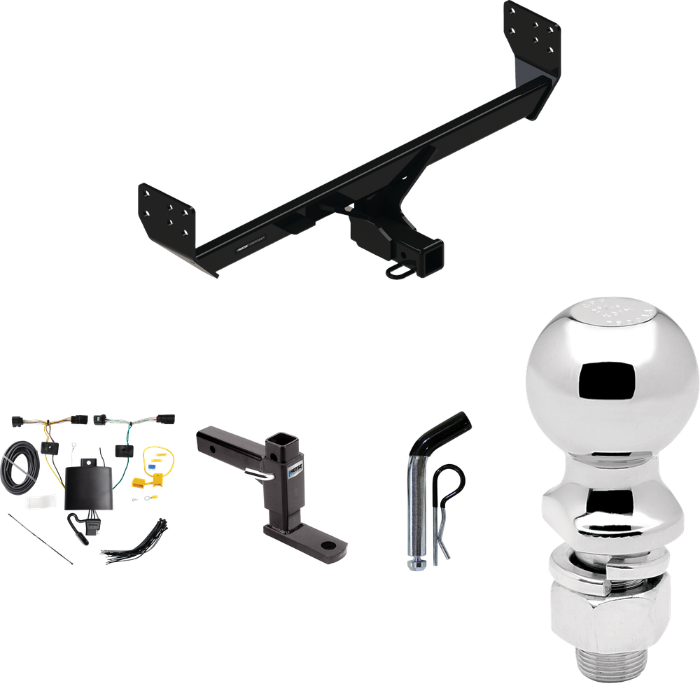 Fits 2021-2023 Genesis GV80 Trailer Hitch Tow PKG w/ 4-Flat Wiring + Adjustable Drop Rise Ball Mount + Pin/Clip + 2-5/16" Ball By Reese Towpower