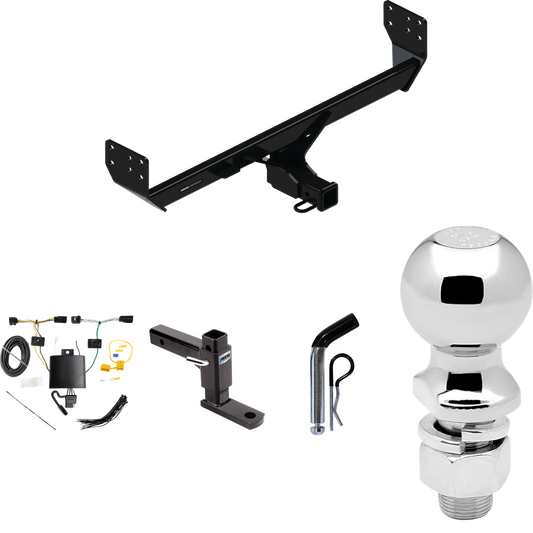 Fits 2021-2023 Genesis GV80 Trailer Hitch Tow PKG w/ 4-Flat Wiring + Adjustable Drop Rise Ball Mount + Pin/Clip + 2-5/16" Ball By Reese Towpower