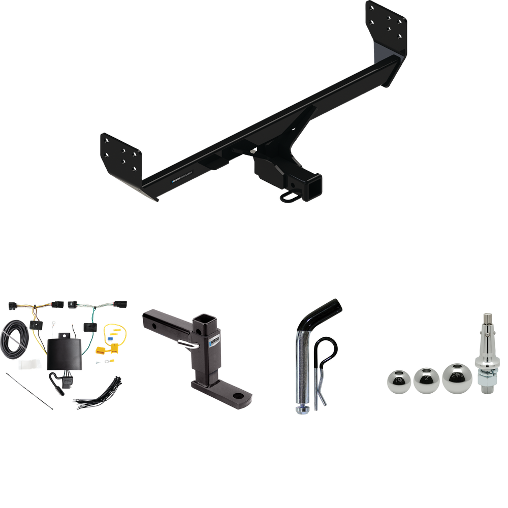 Fits 2021-2023 Genesis GV80 Trailer Hitch Tow PKG w/ 4-Flat Wiring + Adjustable Drop Rise Ball Mount + Pin/Clip + Inerchangeable 1-7/8" & 2" & 2-5/16" Balls By Reese Towpower